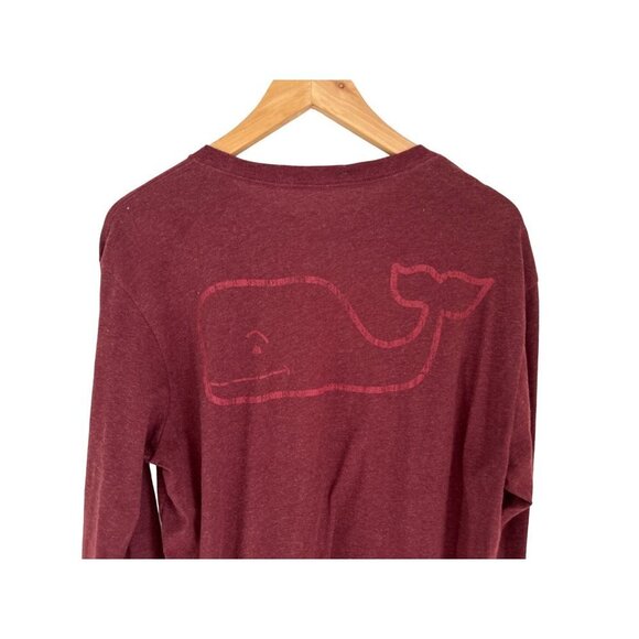 Vineyard Vines Long Sleeve Cotton Crewneck Tee Burgundy Size Med - Picture 2 of 5
